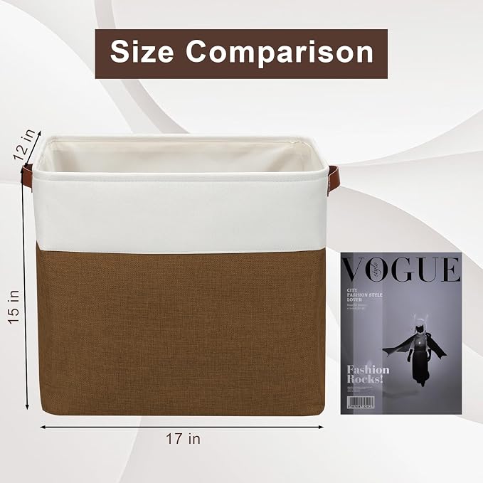 Large Fabric Storage Baskets | 50L Storage Bins, Decorative Linen Closet Baskets - Image 3