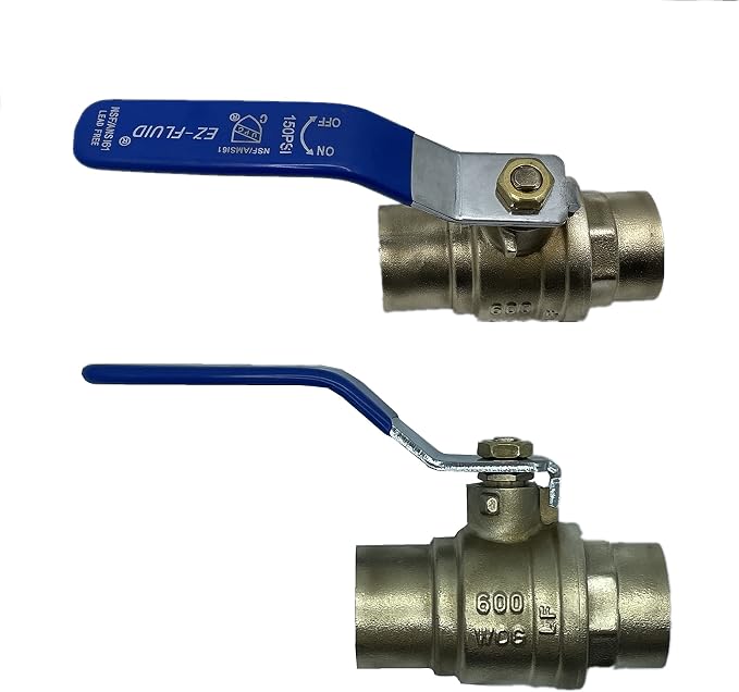 EZ-Fluid 1/2" Sweat Solder C X C Ball Valve Full Port Water Stop Shut Off - Image 2