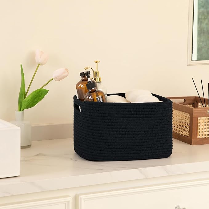 OIAHOMY 4 Pack Storage Baskets for Organizing 15L Cube Storage Bins Black | - Image 4