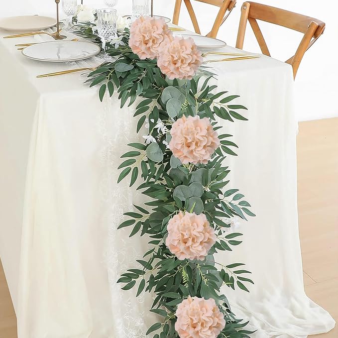 AVIVIHO 10pcs Fake Flowers Champagne Hydrangea Artificial Flowers Bulk Silk - Image 6