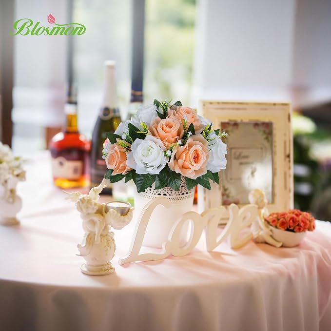 BLOSMON Rose Flower Balls Centerpieces: 6pcs Peach Fuzz Artificial Flowers | - Image 7