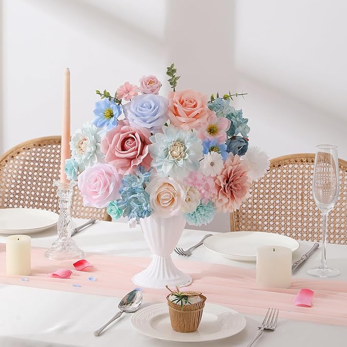 Artificial Flowers Fake Rose Flowers Dahlia - Image 7