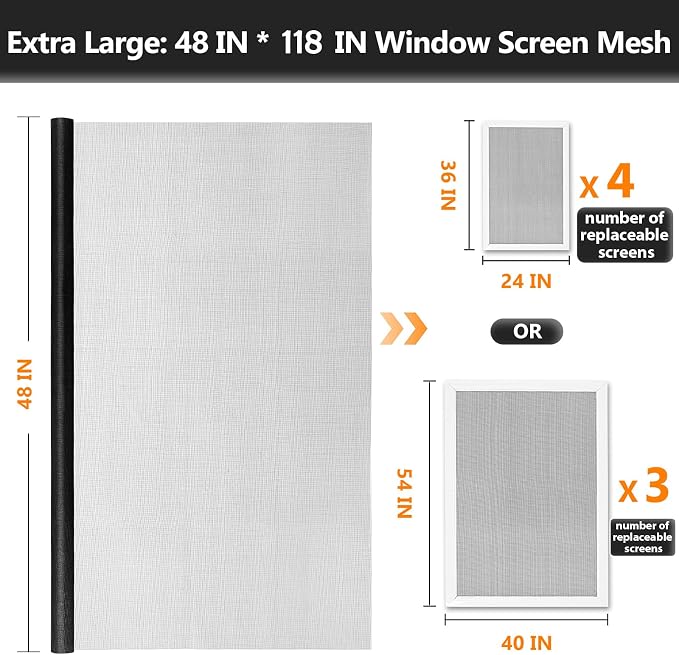 Secopad Window Screen & Screen Door Mesh Repair Kit, 48 in x 118 in, Tearproof - Image 2