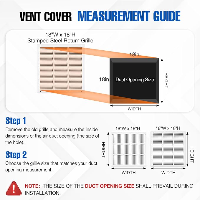 Fancat 18x18 Duct Opening | Steel Return Air Grille | Vent Cover Grill - Image 2