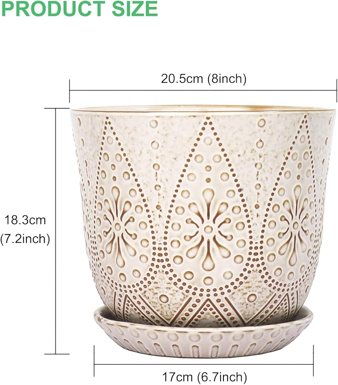 Gepege 8 Inch White Ceramic Plant Pot - Image 2