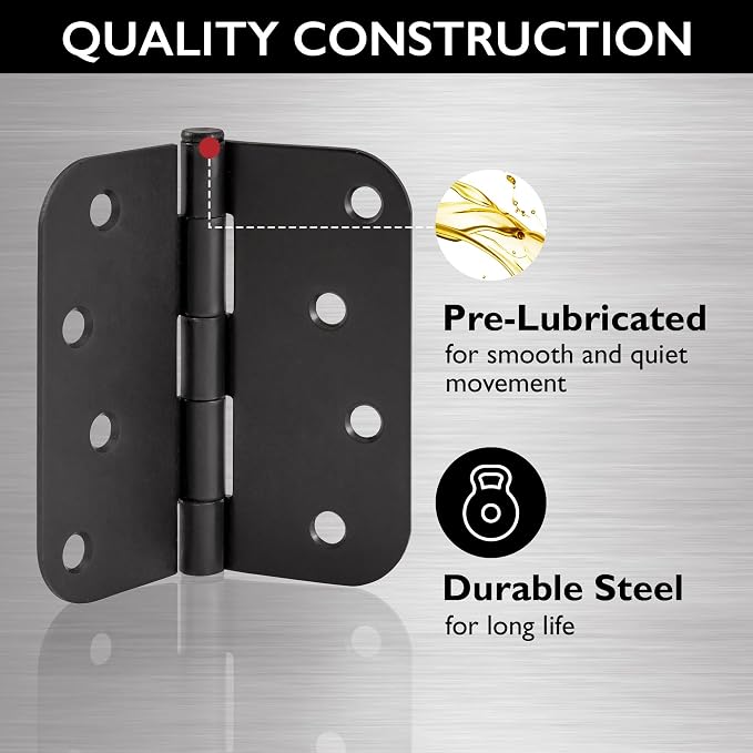 Design House Interior Door Hinge, Matte Black | 5/8" Radius, Traditional - Image 7