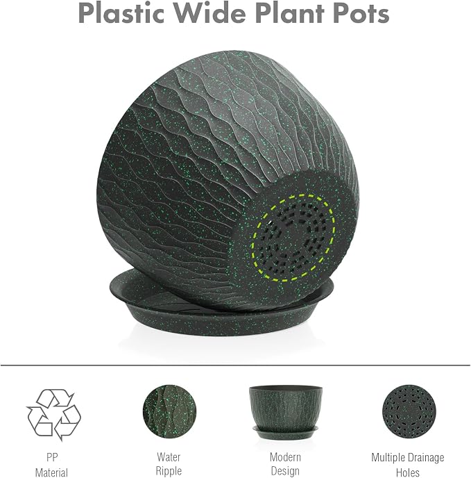 Meowell 12/10/9 inch Large Plant Pots, 3 Pack Wide Flower Pots - Image 4