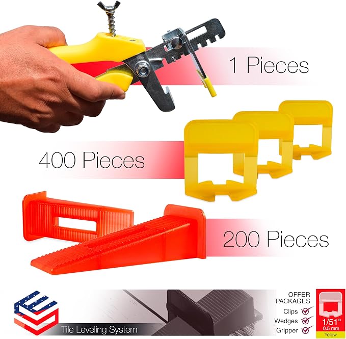 Tile Leveling System – ULTRA-THIN 0.5mm – 400 Spacers, 200 Reusable Wedges & - Image 2