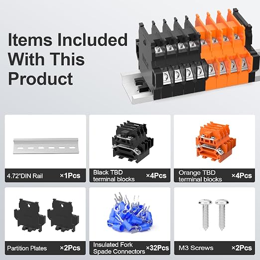 8Pcs TBD Terminal Blocks, Detachable & Assemblable Din Rail Mounted | 600V 10A - Image 3