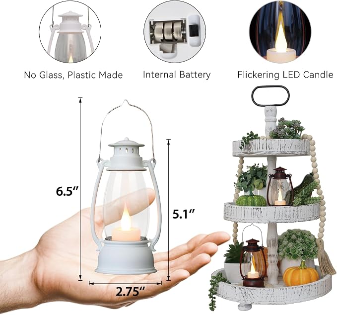 12Pcs Mini White Lanterns for Western Halloween Christmas – 6Inch Candle - Image 2