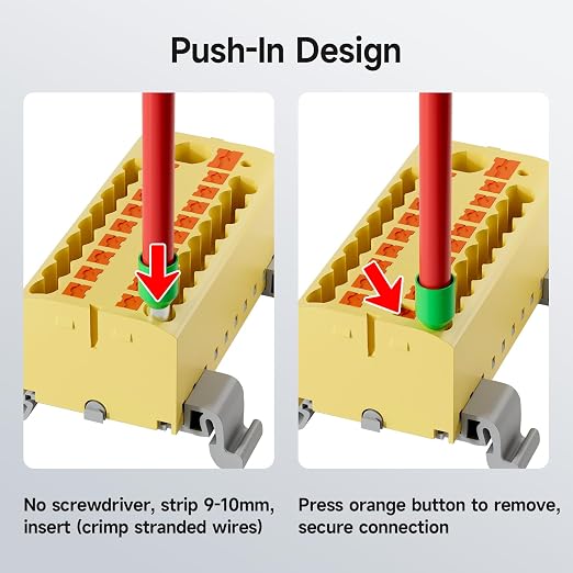 4Pcs KV225G DIN Rail Terminal Blocks, 9-Pole 1 in 18 Out Push-in | 9-Pole 1 in - Image 4