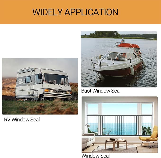 RV Window Seal, W: 1/4" x H: 1/2" Rubber Windshield Gasket, RV Window Weather - Image 7