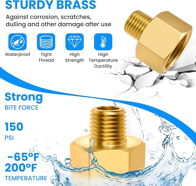 SDTC Tech Brass Pipe Fitting 1/4 NPT Thread Male to 1/2 NPT Thread Female | - Image 6