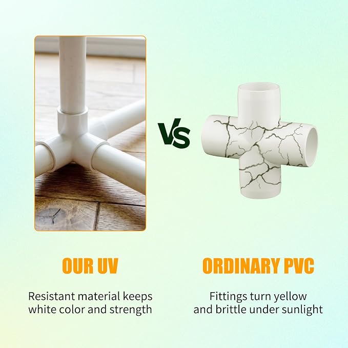 1" PVC Fittings 4 Way, Heavy Duty Furniture Grade Elbow Connector - Image 4