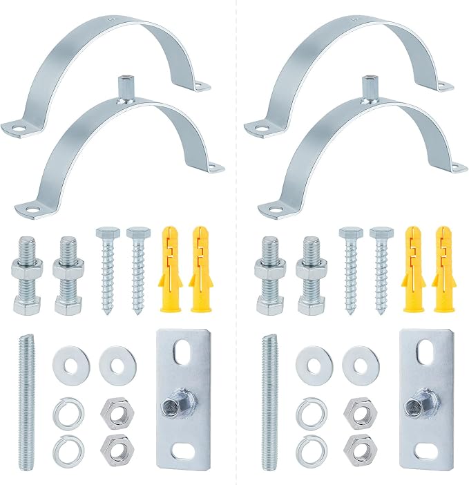 2 Pcs 4-1/4 Inch B Vent Adjustable Wall Strap, Galvanized Rigid Split Ring - Image 2
