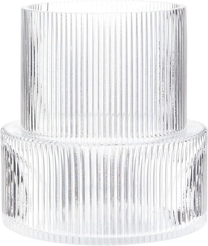 Ribbed Glass Vase, Flower Vase, Fluted Clear Vases by YANWE