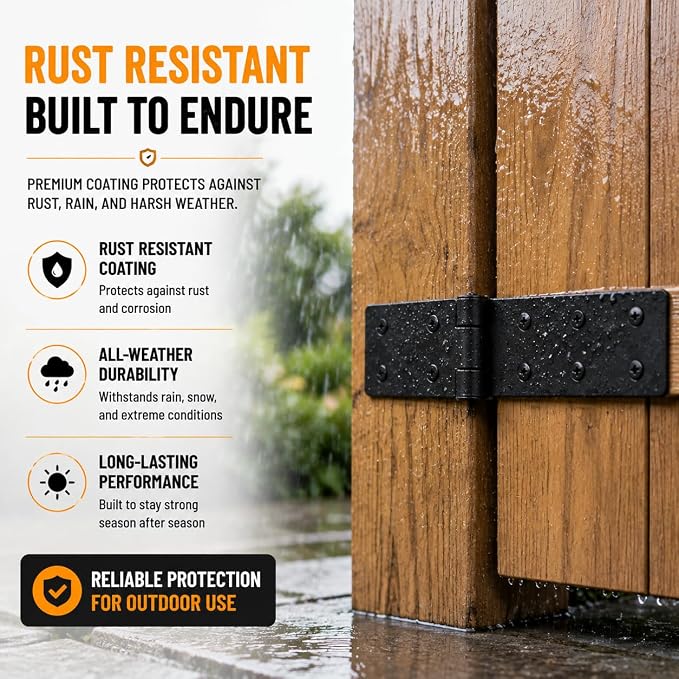 Fence Hinges for Outdoor Wood Gates Heavy Duty, 270°Solid Folding Butt Hinges - Image 2