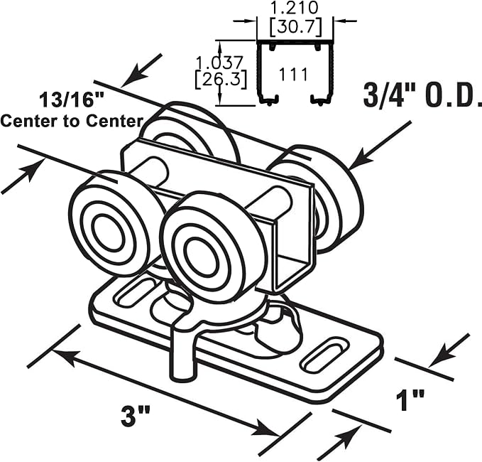 3/4" RV Pocket Door Ball Bearing Hangers Fit Johnson Part #1025, #JR20565 & - Image 2