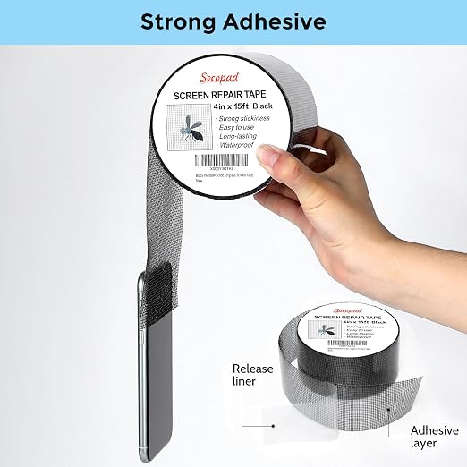 Secopad 4" x 180" Screen Repair Tape, Screen Repair Kit, Quick Repair, Strong - Image 3