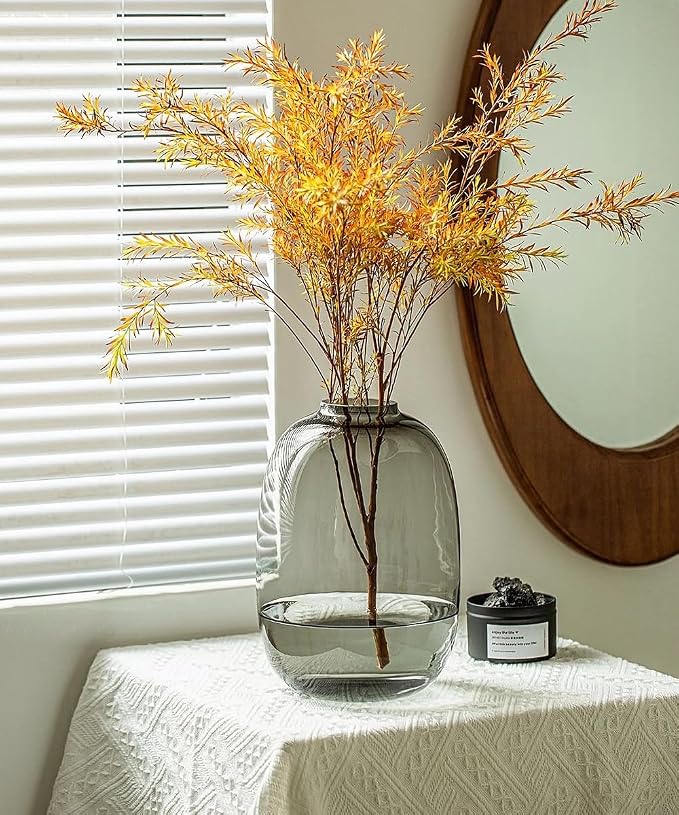 GeLive Smoked Glass Vase, Solid Colored Glass Vase, Flower Arrangement by GeLive