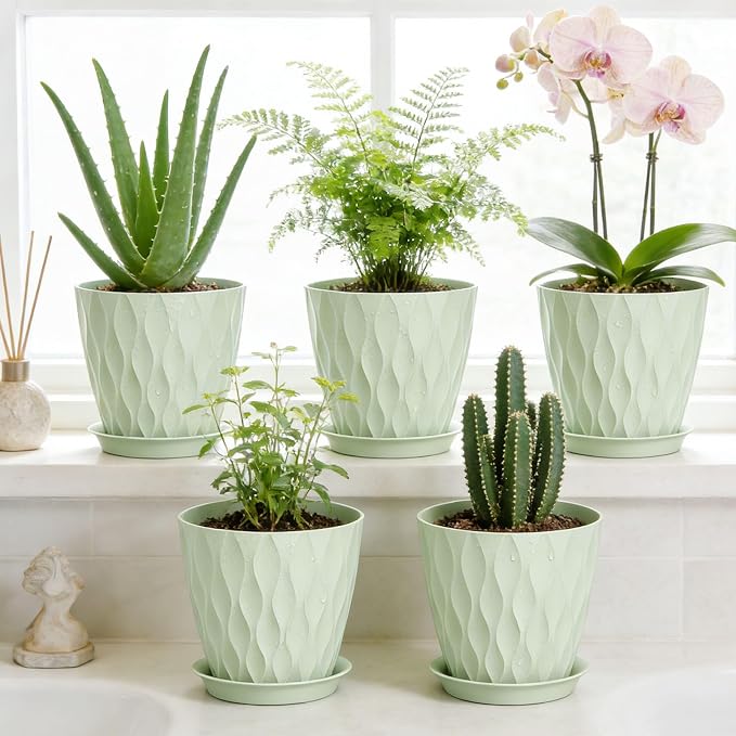 8 Inch Plastic Plant Pots, Planters - Image 7