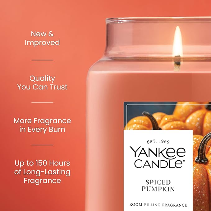 Yankee Candle Spiced Pumpkin, Fall Scented Candle, 22oz Large Jar - Image 3
