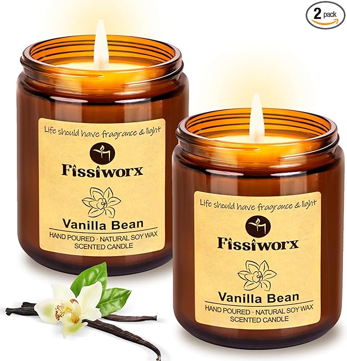 Vanilla Scented Candle Set 2 Pack, Candle by FissiworxScentedCandle