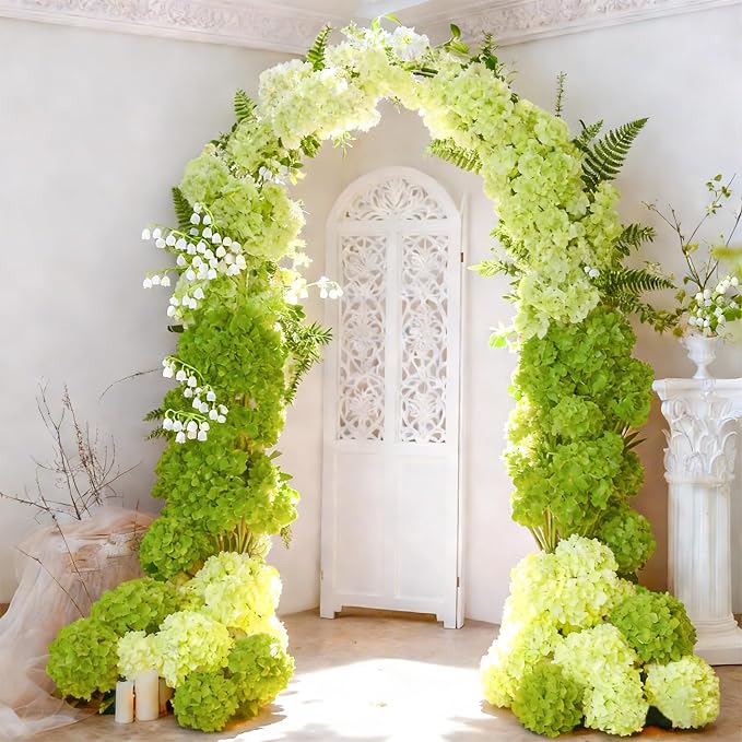 65Pcs Mixed Green Hydrangea Artificial Flowers Bulk，Realistic Silk Fake Flowers - Image 6