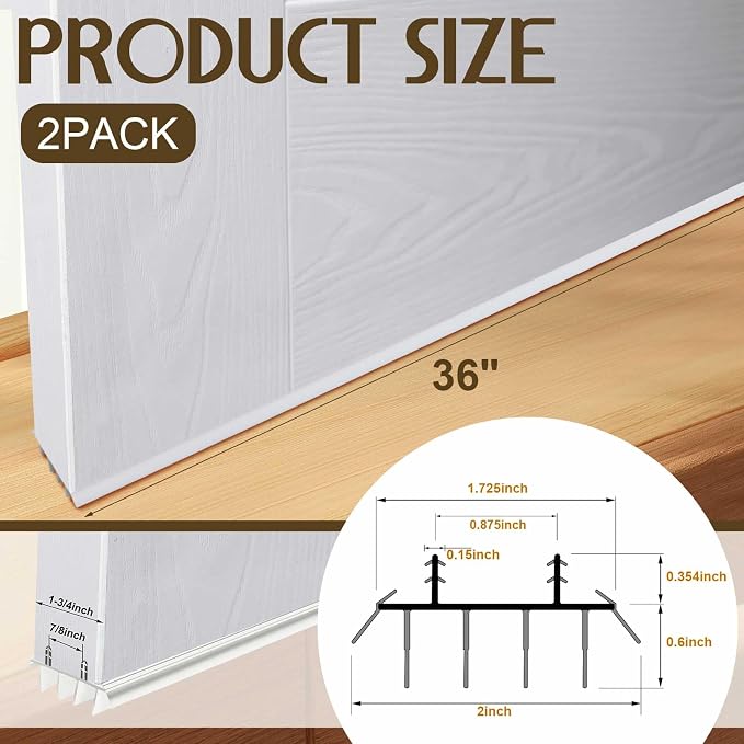 Pushglossy 2 Pcs Kerf Style Door Bottom Seal - Image 2