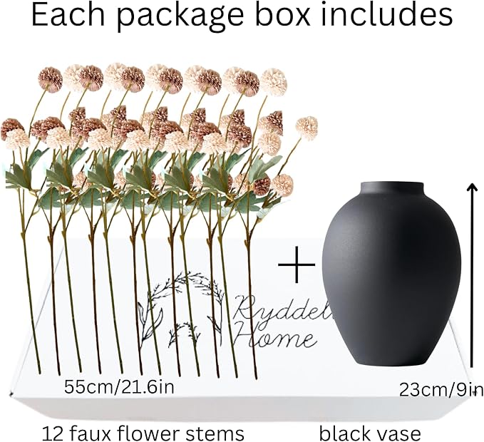 RyddeligHome 12 Stems Fake Mum Flowers - Image 6