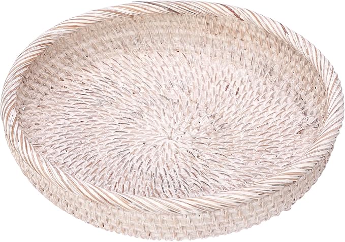 Hipiwe Key Basket Bowl for Entryway 10" Round Woven Wicker Serving Tray | by Hipiwe