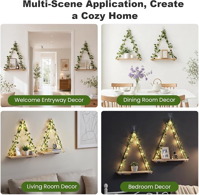 RICHER HOUSE Hanging Floating Shelves No Drill, Macrame Plant Wall Shelf | 2 - Image 3