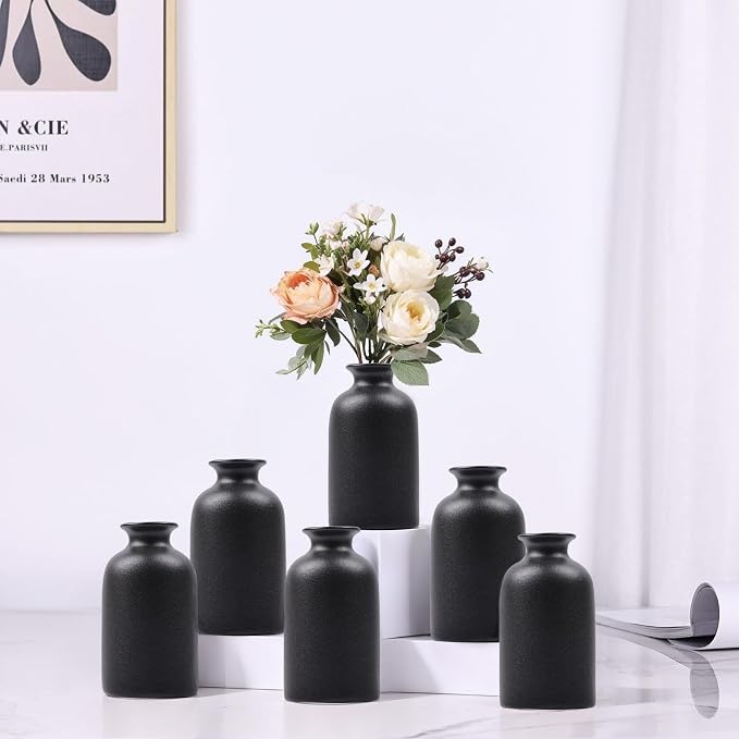 Black Bud Vases Set of 6 by QIANLING