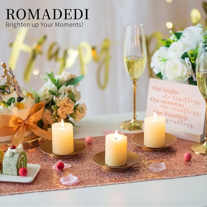 Romadedi 12-Pack Gold Iron Candle Plate, Small Tray - Image 2