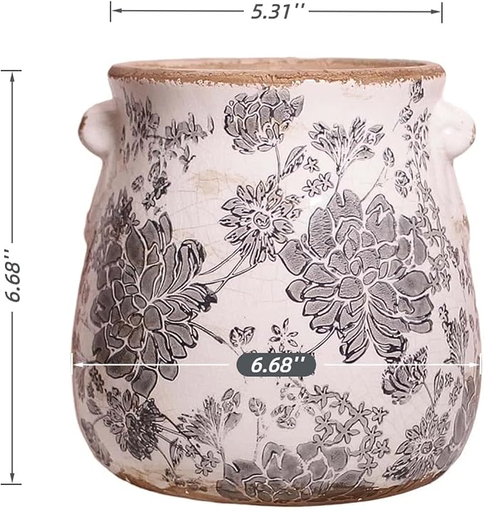 Tuscan Ceramic Planter & Vase, 6.68" Indoor/Outdoor Decorative Plant Pot | - Image 3