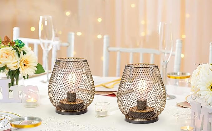 Set of 2 Battery Operated Lamp LED Table Lantern, Events - Image 7