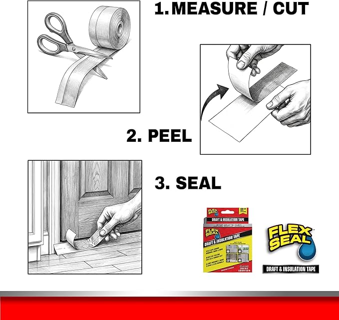 Flex Seal Draft and Insulation Sealing Tape, Rubberized, Weatherproof Strip - Image 6