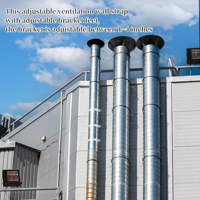 10 inch Adjustable Pipe Bracket, Heavy Duty Stainless Steel Chimney Vent Wall - Image 5