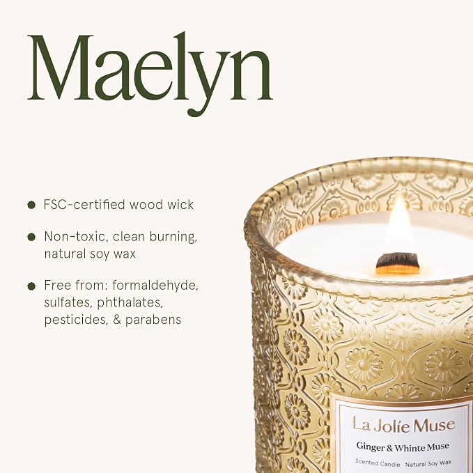 LA JOLIE MUSE Ginger & White Musk Scented Candle - Image 6