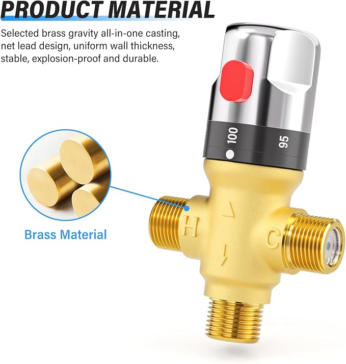 TAILONZ 1/2" NPT Thermostatic Mixing Valve - Image 3