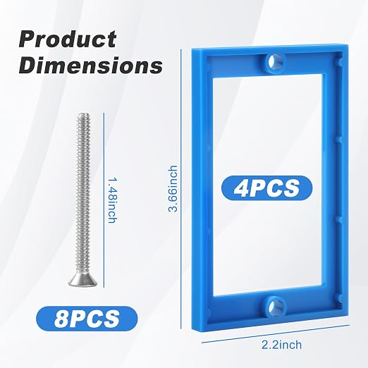 4PCS 1/4" Single Gang Box Extender, Outlet Box Extender, 8 Screws | Sturdy Blue - Image 2