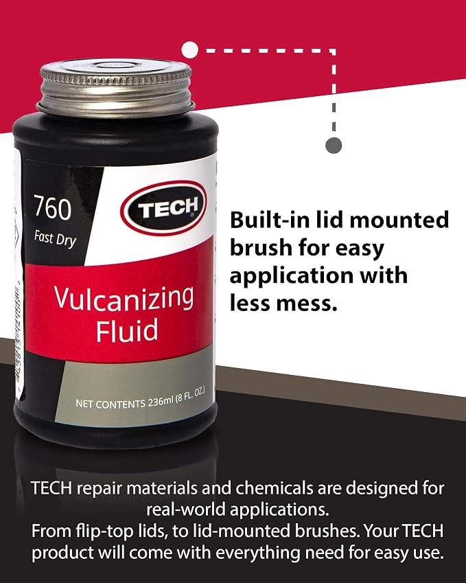 TECH Chemical Vulcanizing Fluid 8 oz Tire Rubber Cement - Image 3