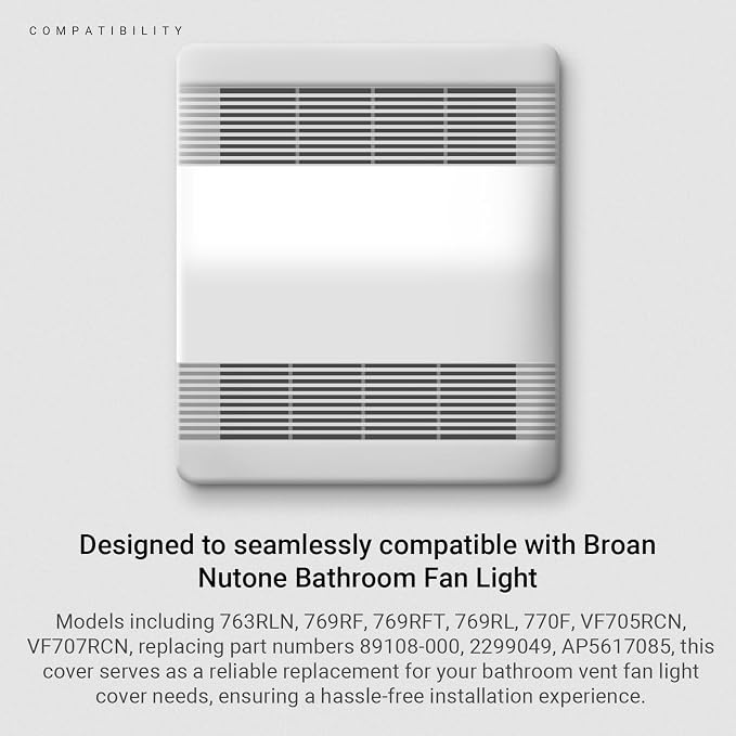 CALPALMY Exact Replacement 89108000 Bathroom Vent Fan Light Lens Cover - Image 3