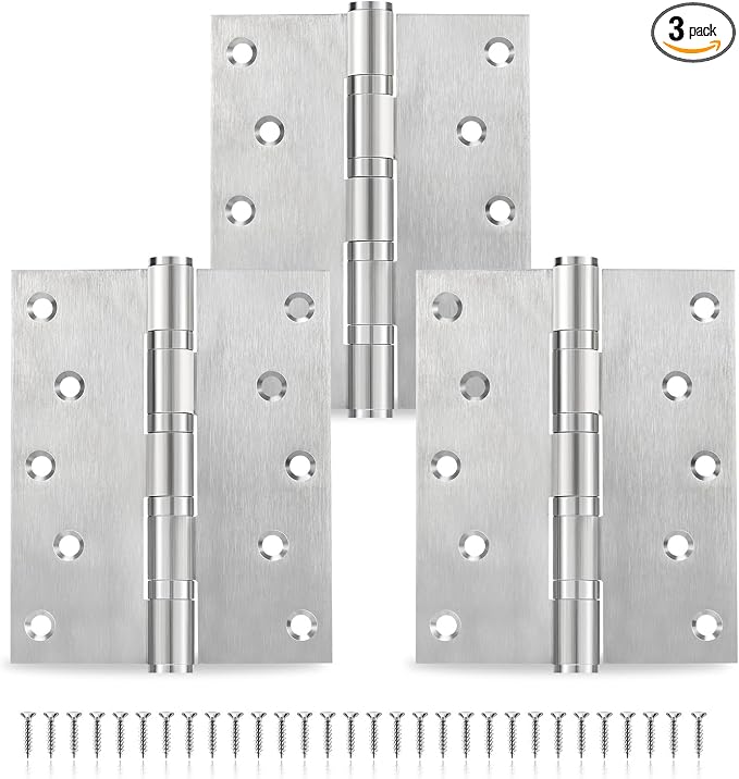 5" Ball Bearing Door Hinges 3 Pack, Heavy Duty Stainless Steel Hinge 5 x 4 Inch by MOZCORNHARDWARE