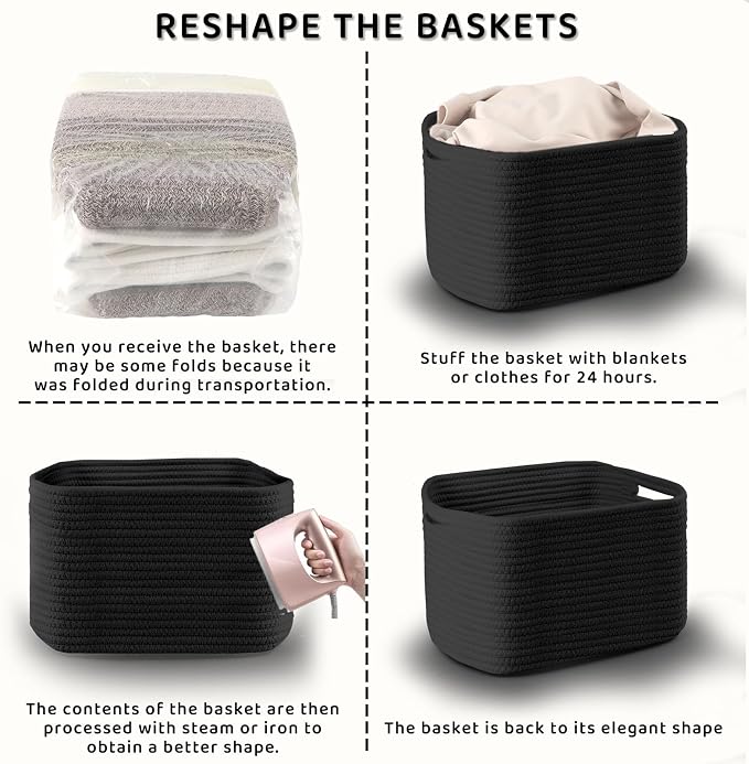4 Pack Large Storage Baskets for Organizing, and Clothes, Cotton Rope Basket - Image 7