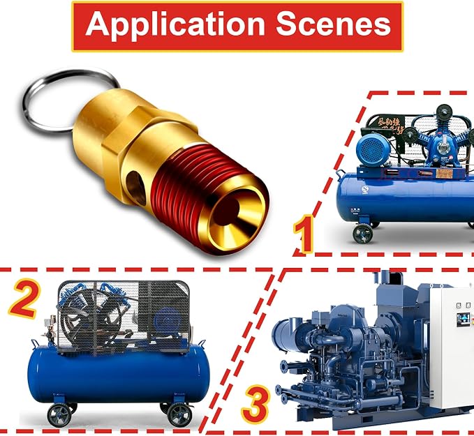1/4'' NPT Male 175 PSI Air Compressor Pressure Relief Valve Brass | Safety - Image 6