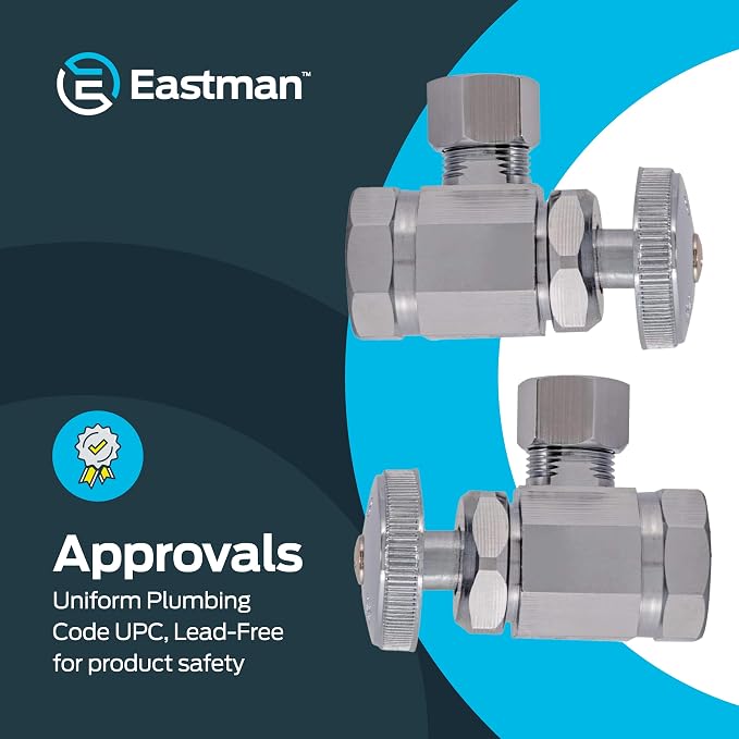 Eastman 1/2 Inch FIP x 3/8 Inch OD Compression Multi-Turn Angle Stop Valve - Image 5