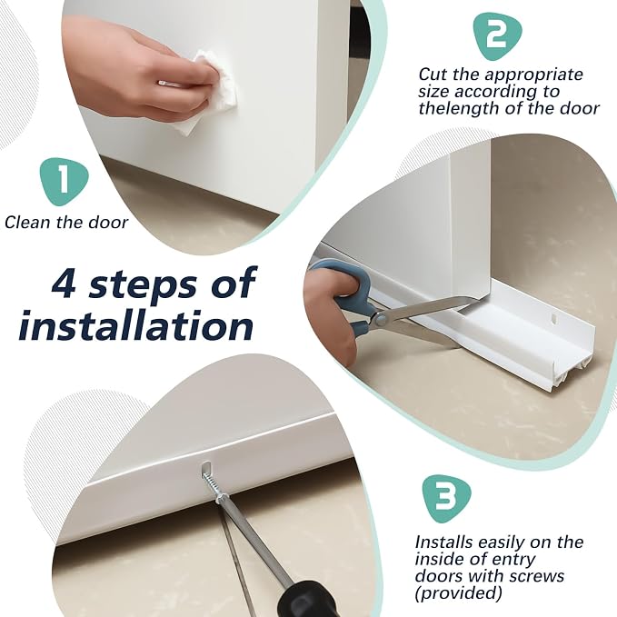 Lineshading 4 Sets Door Sweep Plastic PVC 1 3/4" x 36" Slide on Bottom Exterior - Image 6