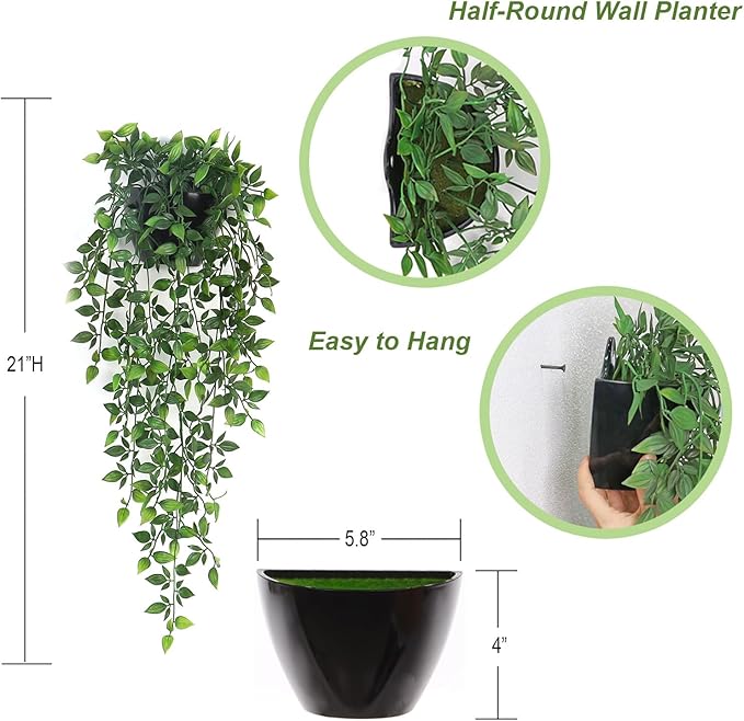Artificial Hanging Plants, 1 Pack Fake Wall Plants, Faux Mandala Vines Potted - Image 3
