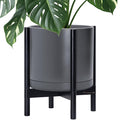 D'vine Dev Ceramic Pot with Ebony Wood Stand, 14 in, 55-B-S-3 | Mid-Century by DvineDevPlanterPotsandStand